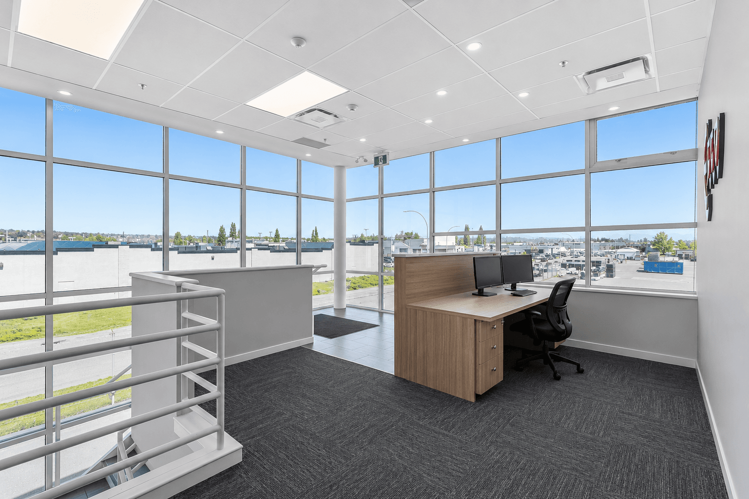 Commercial office ceiling lighting installed by Artech Electric.